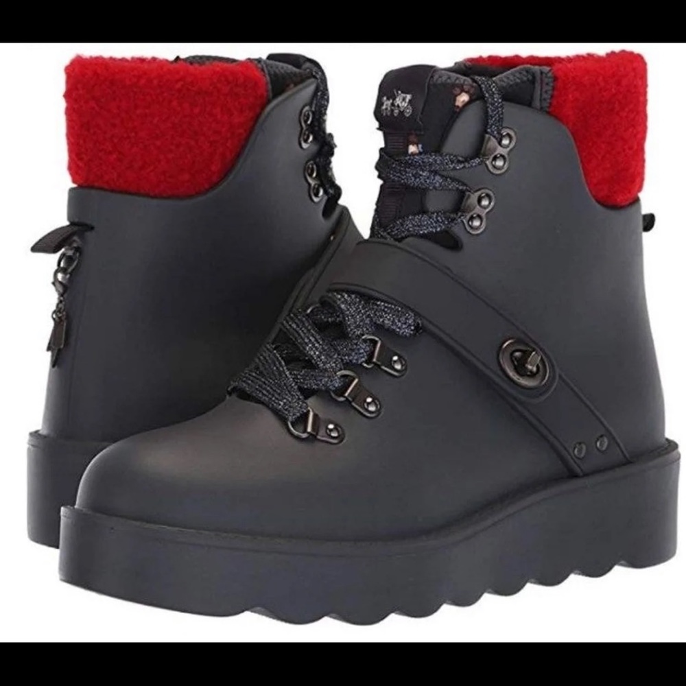 COACH Urban Hiker booties navy and red NEW IN BOX size 8
